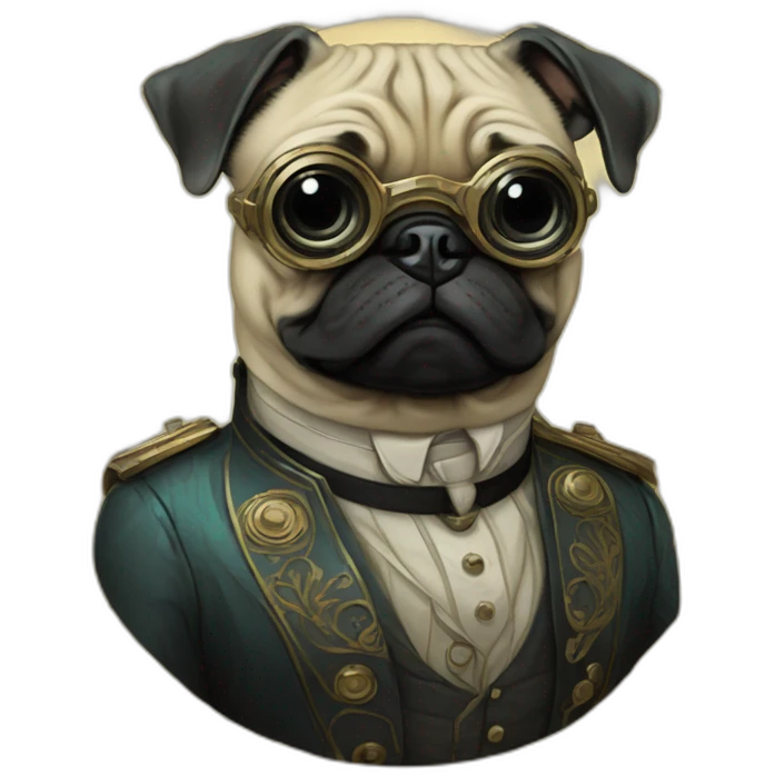 A cyberpunk pug in Art Nouveau style during 1910 emoji