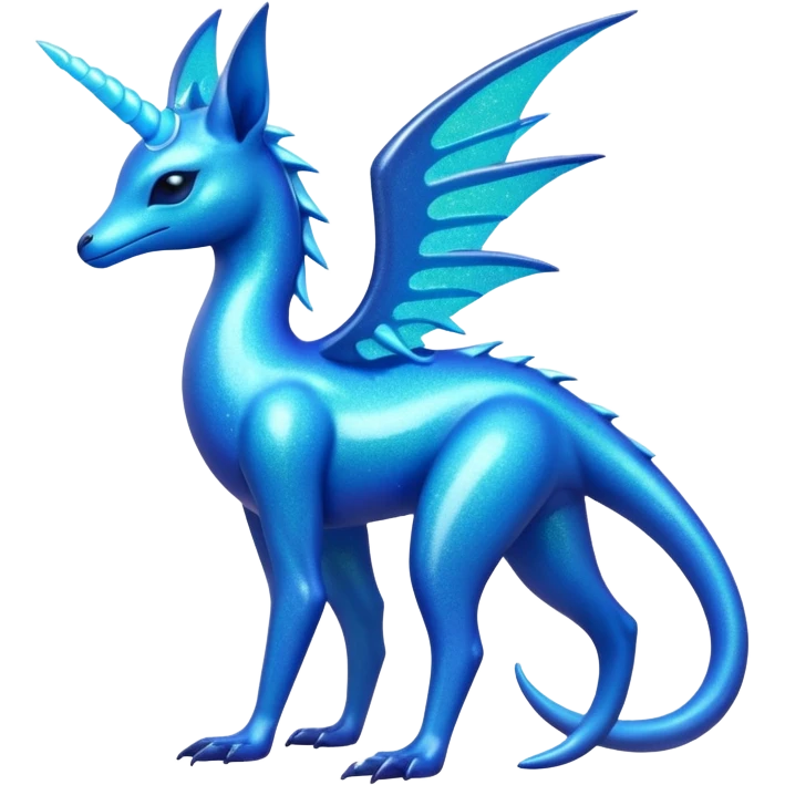 Shiny Exotic Futuristic Tropical Colorful Neon-colored Glittery Ethereal Sparkly Amaura-Aurorus-Fakémon-hybrid-creature (full body)  emoji