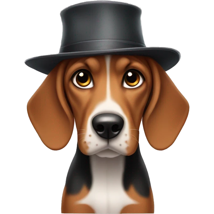 Coonhound puppy with a hat emoji