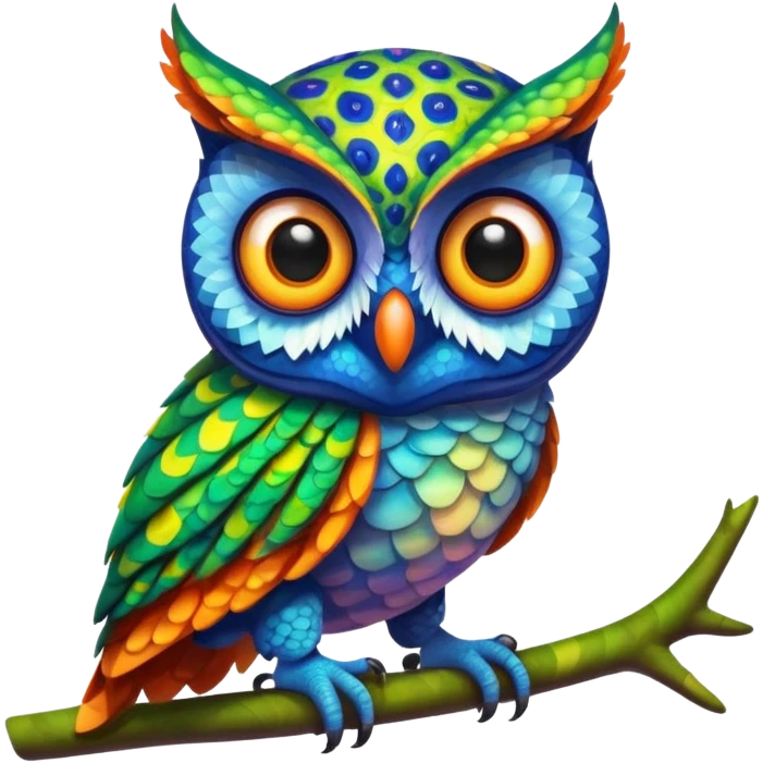 Whimsical fusion of owl and chameleon emoji