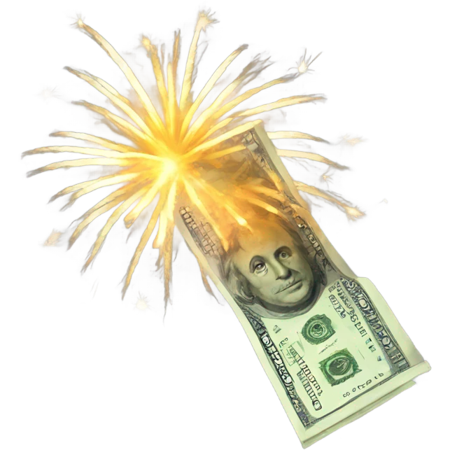 Money fireworks emoji