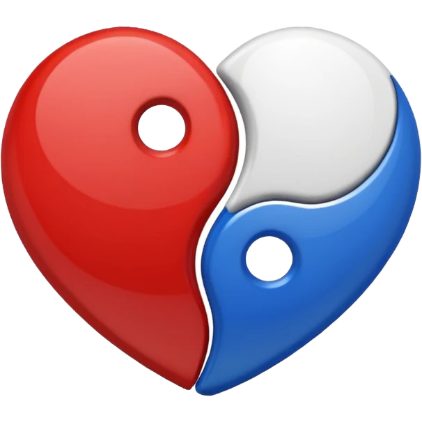 Make a yin yang like heart emoji with the colors being blue and red emoji