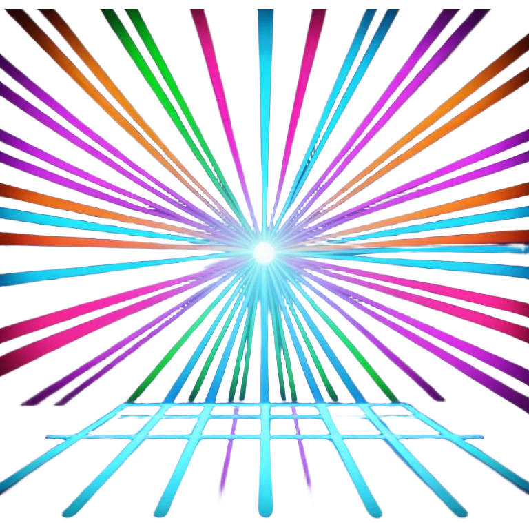 A laser-bar light projector casting neon streaks across the stage.
 emoji