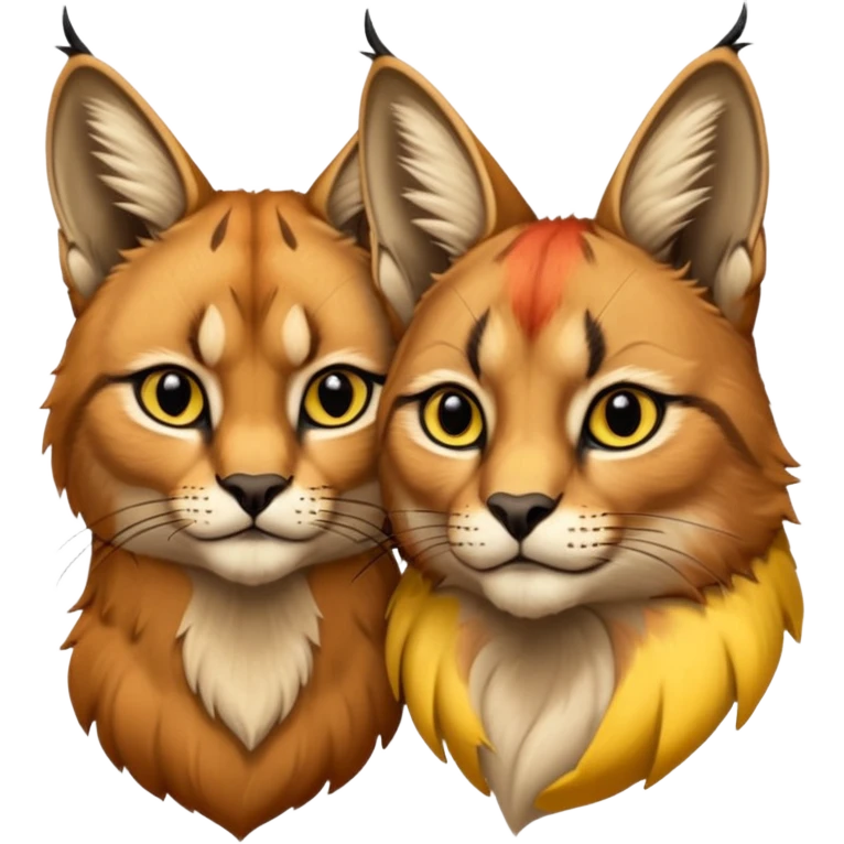 un Lynx Caracal Réaliste avec un Chardonnet (Oiseau) sur l'épaule emoji