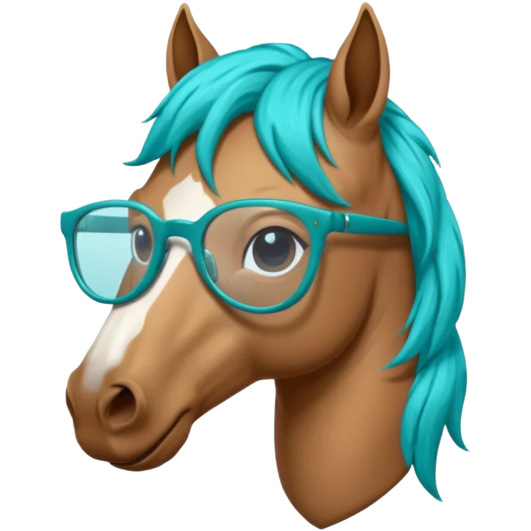 horse head with turquoise hair and glasses emoji