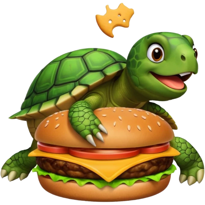 See Turtle eat burger emoji