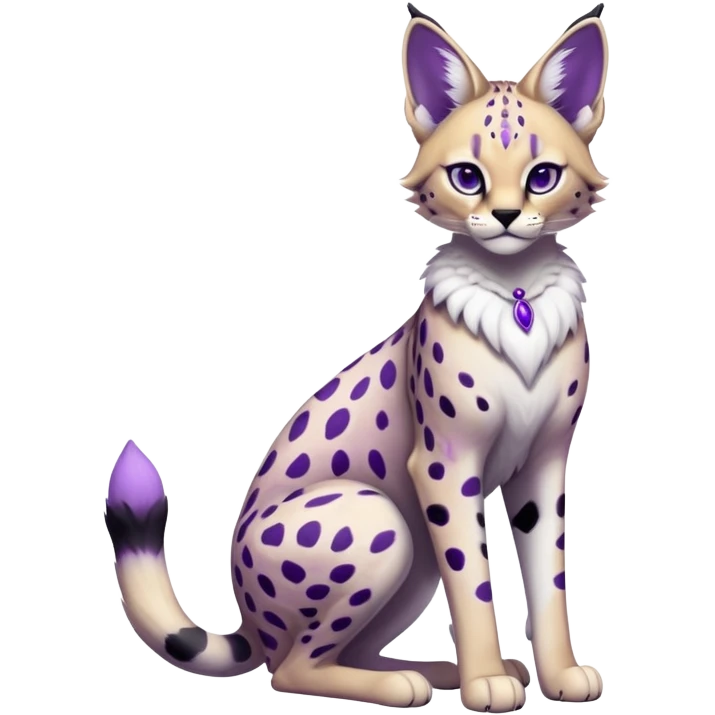 Epic Edgy Black White Purple ethereal Serval-Fionbri full body emoji