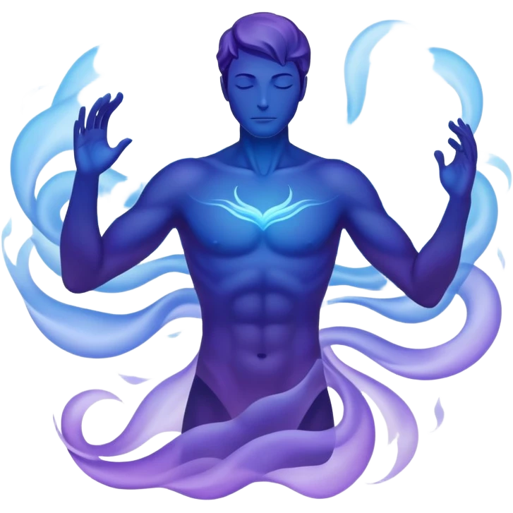 Male silhouette composed of ethereal flowing energy waves, abstract style aura forming the shape of a man, no facial features emoji
