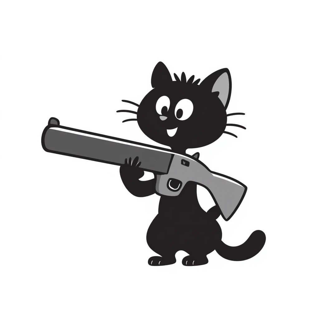 cat with a hand-drawn toy gun emoji