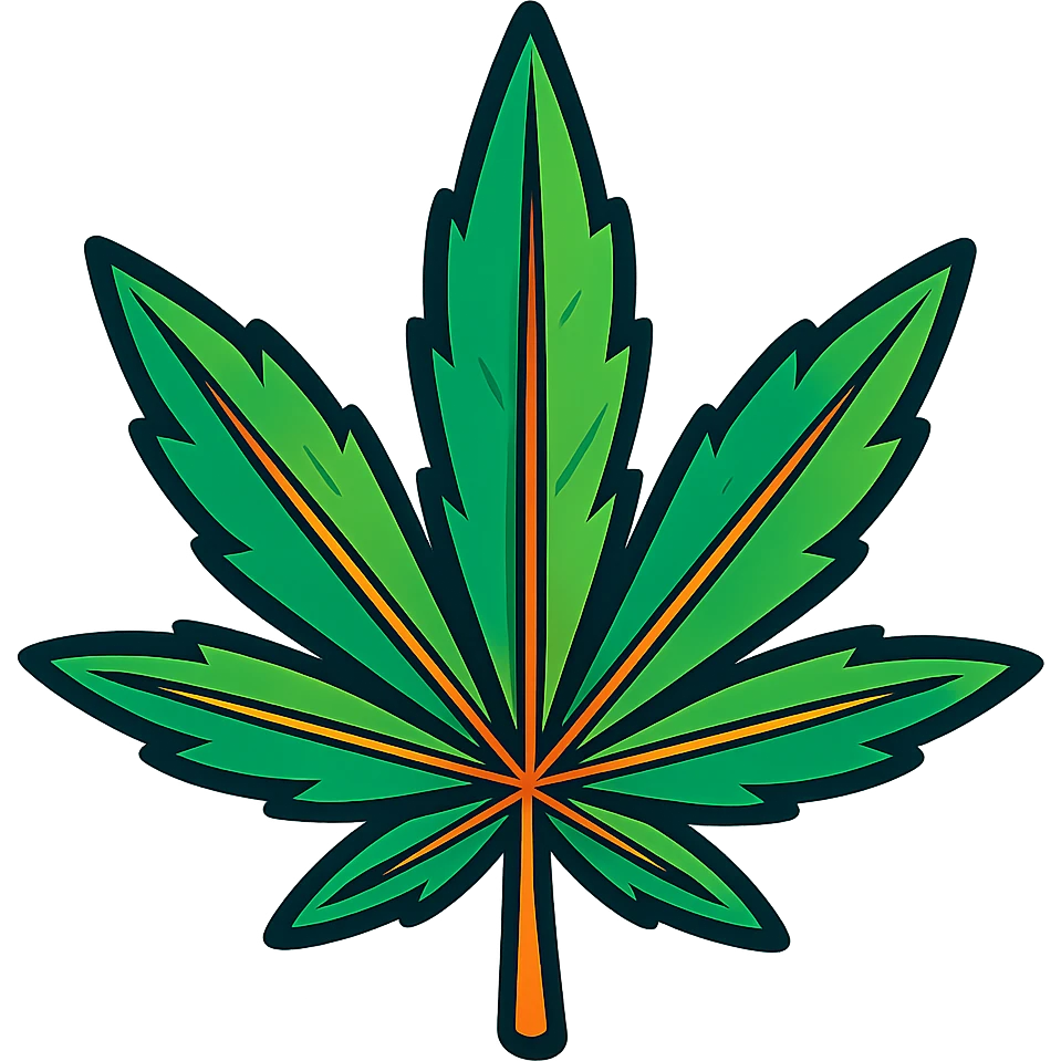 cannabis leaf, vibrant cartoon style emoji
