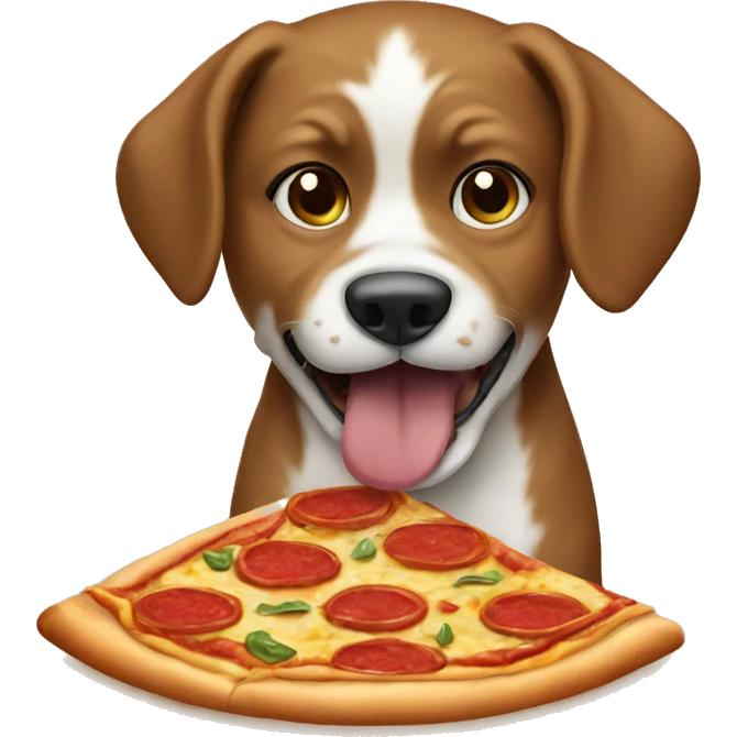 Dog eating a pizza emoji