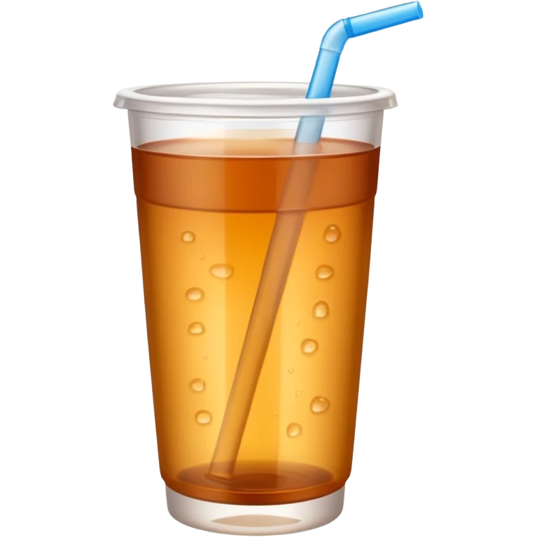 Open plastic cup with cold brown mate tea, No straw! emoji
