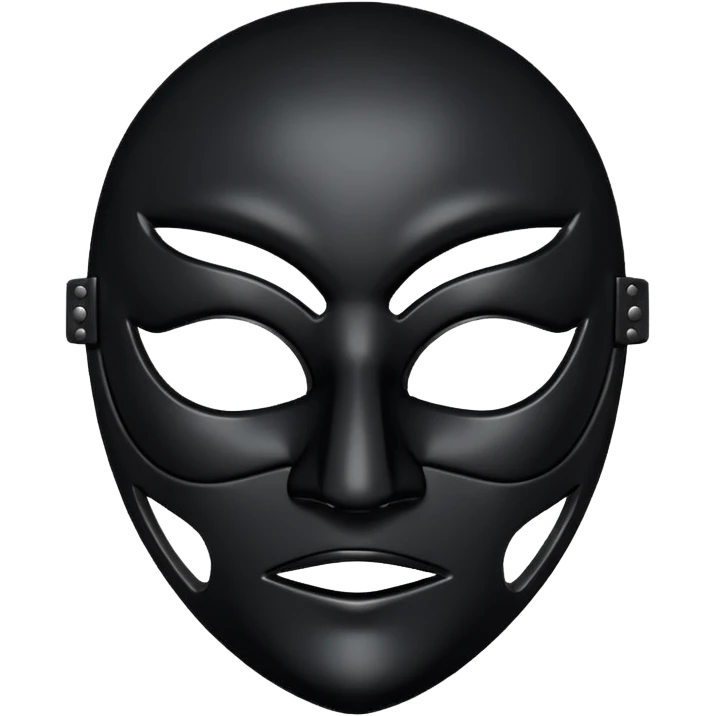 Minimal emoji, gothic mask forged from matte black leather, emotionless expression, smooth heavy surface, subtle metallic texture, deep shadows, no glow, no neon, flat emoji style, centered emoji