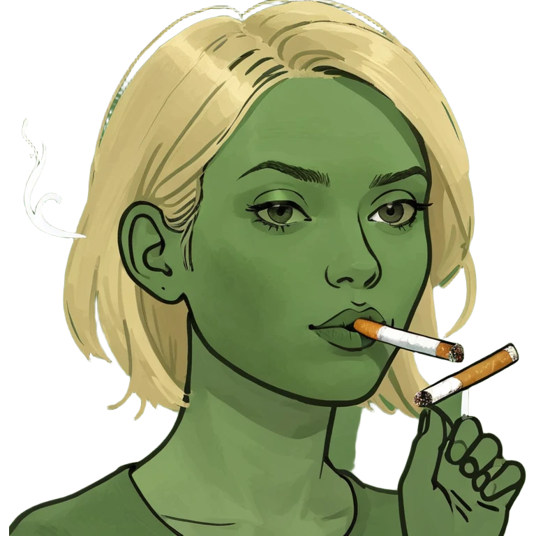 Blond girl with stop smoking  emoji