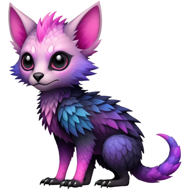 Cool Edgy Black-pink-purple-gradient badass Trico-animal-creature full body emoji