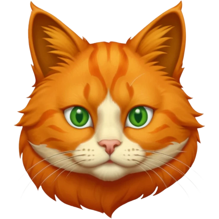 orange cat missing his right eye so it’s just an orange fur socket, and has a green left eye, with an orange patch of fur near his nose emoji