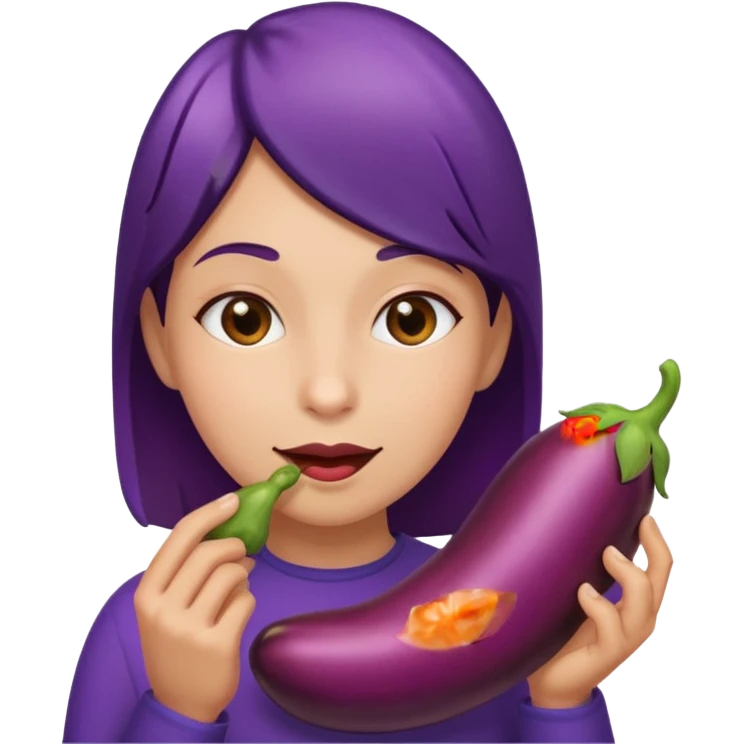 Egg plant squirting in mouth emoji