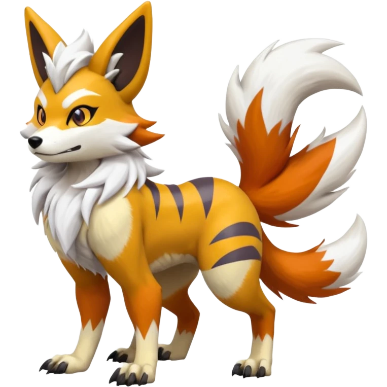 Feral Quadrupedal Digitigrade Lycanroc-Furret-Renamon-Zeraora-Vernid-Sergal-fusion-hybrid-creature, full body  emoji