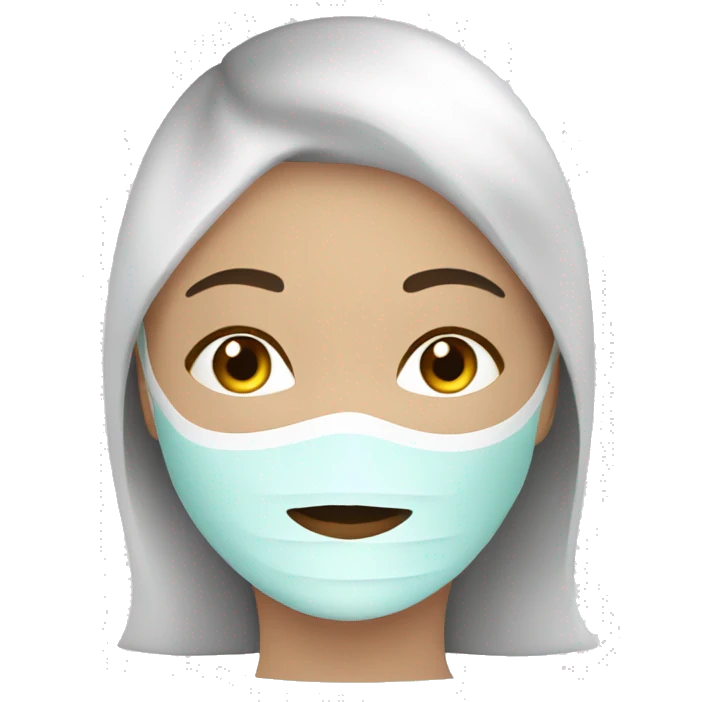 Lady with face mask spa beauty full face relaxing emoji