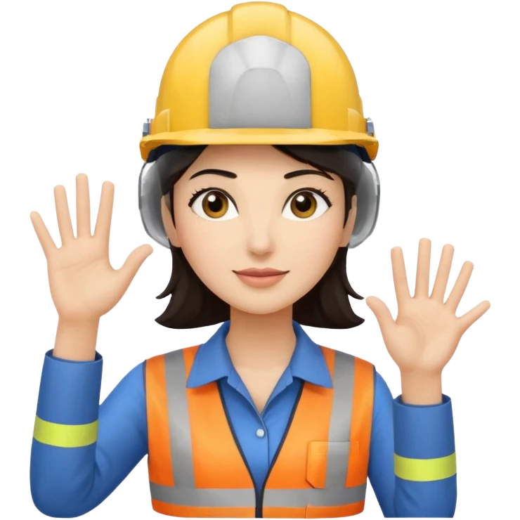 Woman engineer raise hand  emoji
