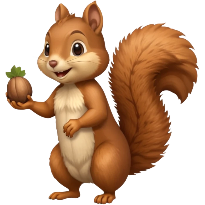 smile Squirrel with acorn, full body emoji