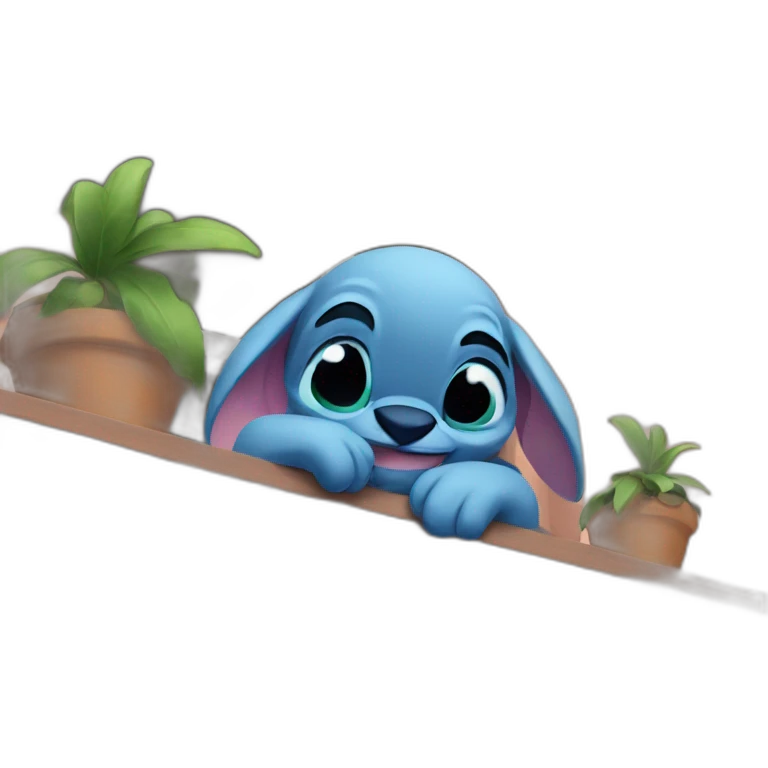 Stich bored in the balcony emoji