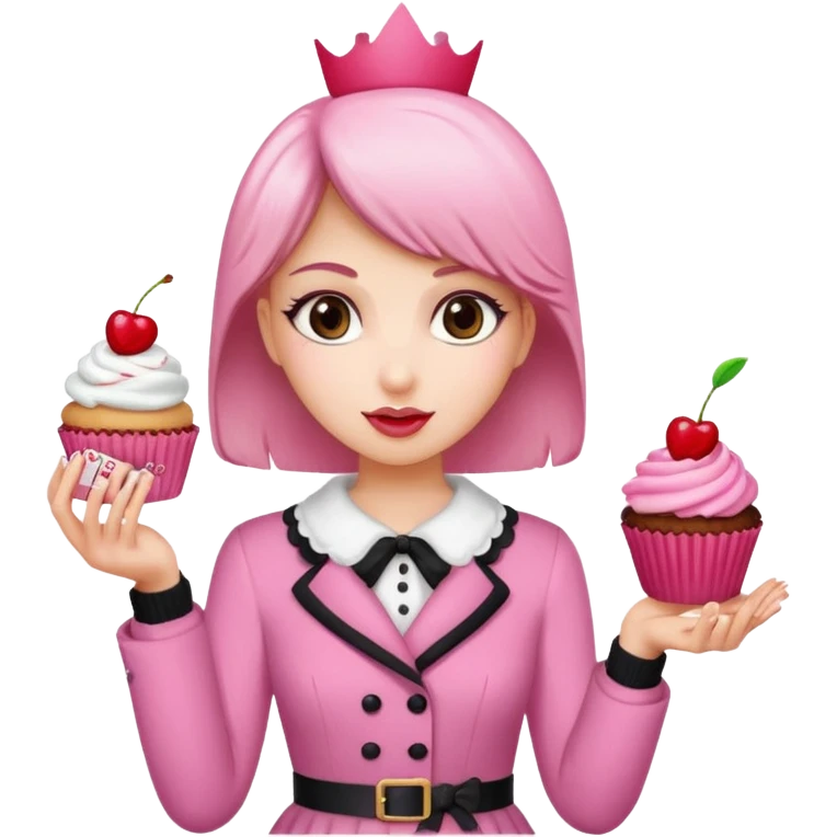 make a elegant girl with a ticket in her hand that says 10 precent off, and in the other had put a cupcake emoji