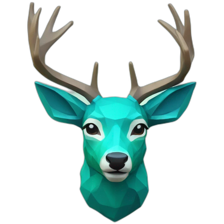 Teal blue deer low poly emoji