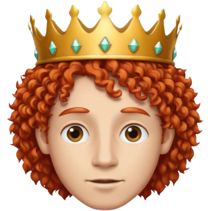 red haired curly guy with a crown emoji