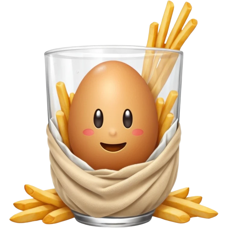 And egg wrapped in a blanket with mcdonalds fries and a coke emoji