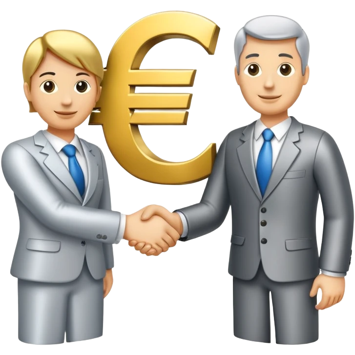Jobcenter symbol with euro sign and handshake emoji