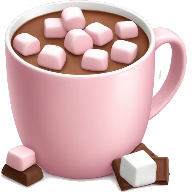 Light Pink mug of hot chocolate with marshmallows  emoji