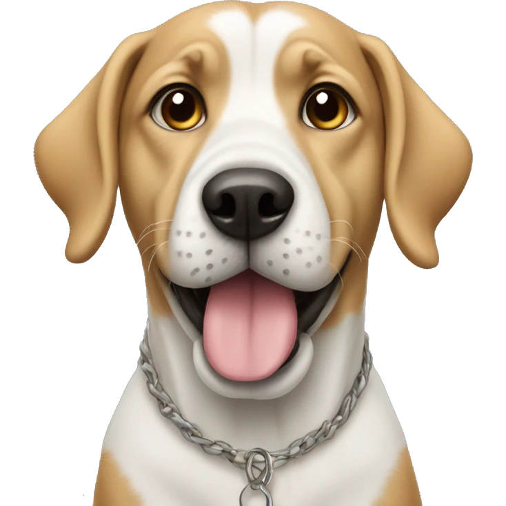 Dog wearing a Josué emoji