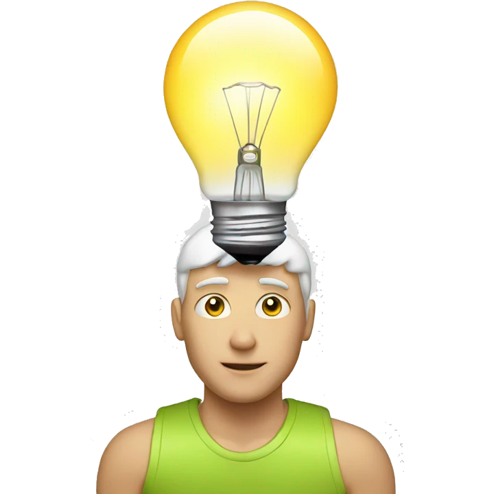white man with light bulb over his head emoji