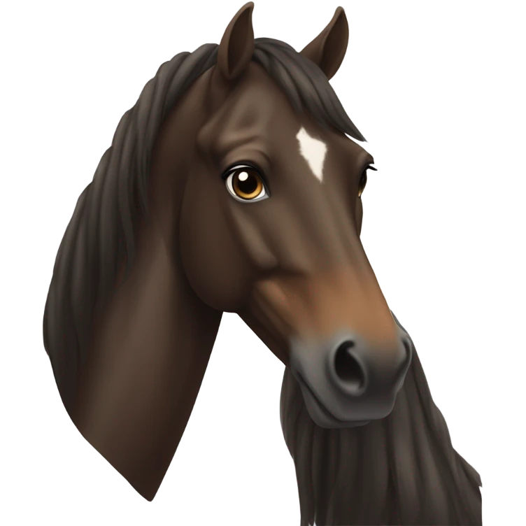 Dark bay horse no white, and girl with light brown hair emoji