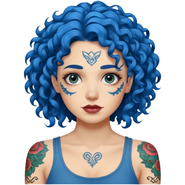 blue hair curly tattooes emoji