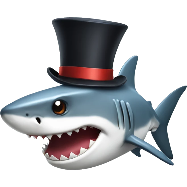Shark with a top hat emoji