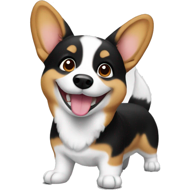 happy corgi black emoji
