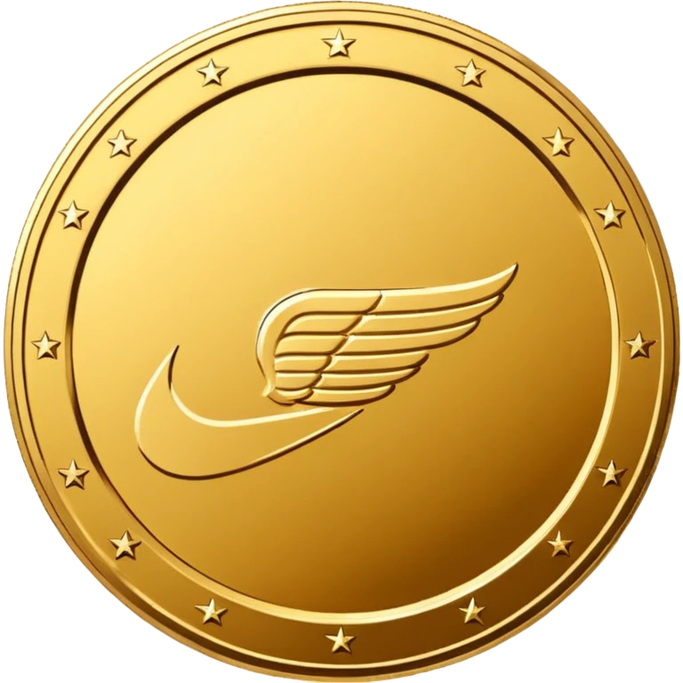gold coin with Nike logo on it emoji