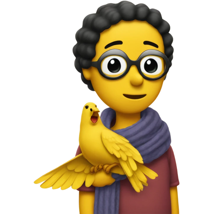 the yellow bird from the peanuts series names woodstock wearing a scarf  emoji