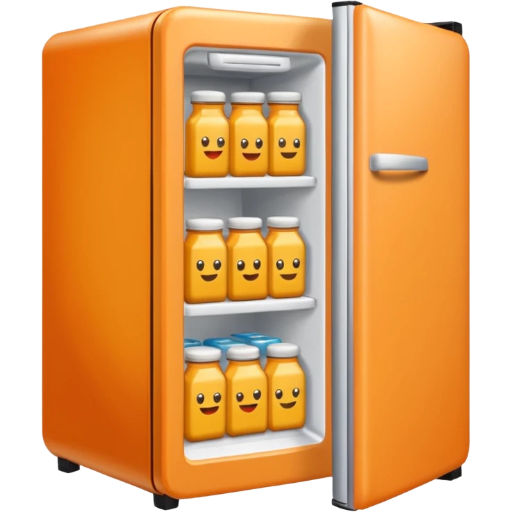 Hi refrigerator ! 
light orange color 
emoji size: 512*512 
inside: full of ingridents emoji