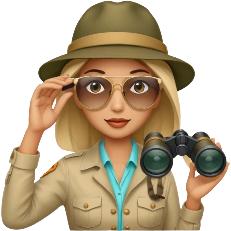 Woman + binoculars,Jungle Explorers. emoji