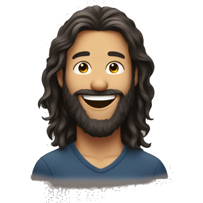 A 18  boy long hair and beards he's laughing  emoji