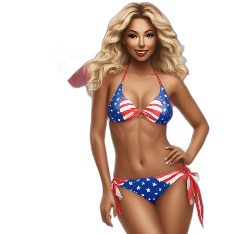 Sexy pose - woman wearing only American flag bikini poster emoji