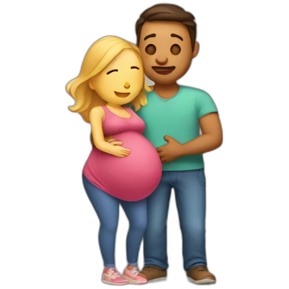 Man hugging pregnant woman emoji