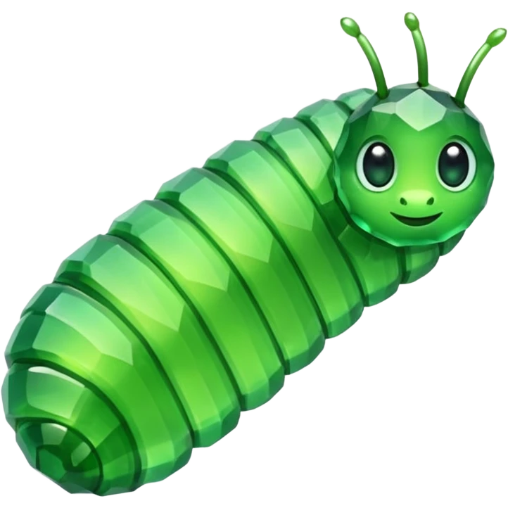Emerald Crystal in the shape of cute caterpillar emoji