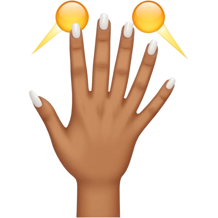 Nails emoji with light brown skin and white nails emoji