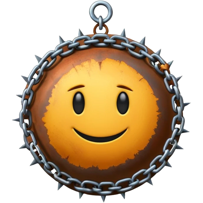iPhone text message emoji size ball, and chain with spikes emoji