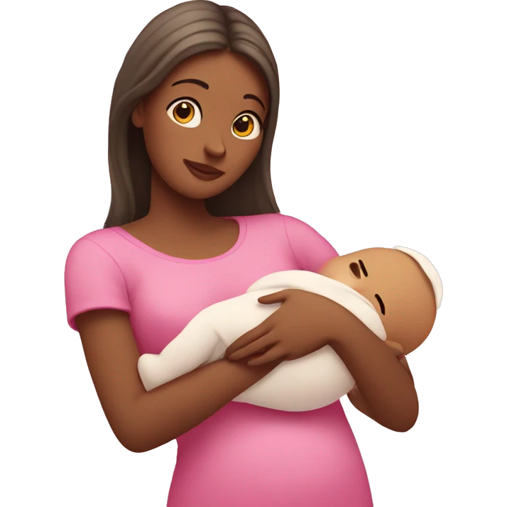 Mom hold baby with pink hearts around them  emoji