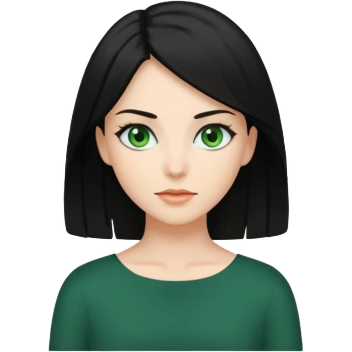 Yeşil gözlü siyah  omuz hizasında saçlı kadın emoji
